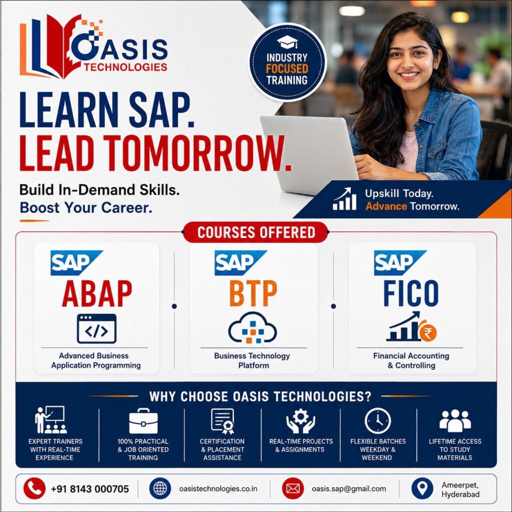 Learn SAP. Lead Tomorrow.Kickstart your IT career with Oasis Technologies and master industry le